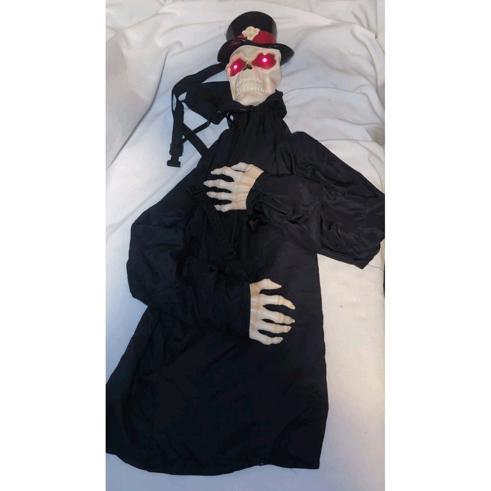 Vintage 35" Lighted Skeleton Skull Reeper Halloween Figure Tree Column Hugger